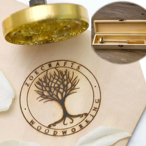 Logotipo personalizado de madera de marca, sello de hierro de marca de cuero confiable, sello de calor para barbacoa incluyendo el mango, sello de
