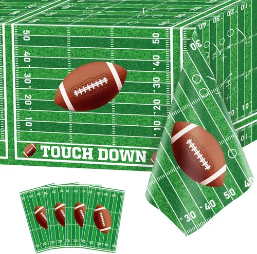 Manteles de fútbol, paquete de 4 fundas rectangulares para mesa de fútbol, para el día del juego, campo de fútbol para decoraciones de fútbol,