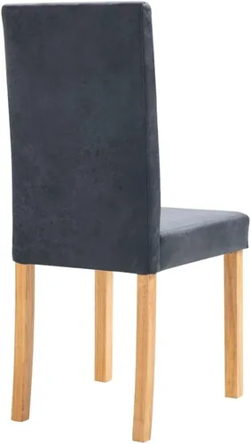 Miniatura 6 de Juego de 4 sillas de comedor modernas de estilo rústico tapizadas de gamuza sintética gris con patas de madera para comedor, sala de estar, muebles