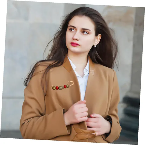 Miniatura 9 de ABOOFAN Conjunto de broche de perlas, suéter, chal, cintura, pantalones, extensor, suéter de seguridad, chal, broche vintage para mujer, ropa