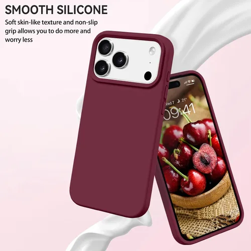 Miniatura 223 de GUAGUA Funda compatible con iPhone 17 Pro Max de 6.9 pulgadas, silicona líquida, goma de gel suave, delgada, forro de microfibra delgada