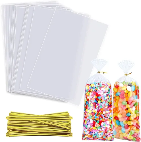 Miniatura 12 de Bolsas transparentes para barra de pretzel de 3 x 11 pulgadas, 200 unidades de largo sellado autoadhesivo de celofán, resellables, palitos