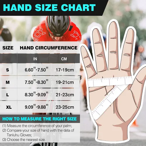 Miniatura 7 de Tanluhu Guantes de ciclismo SBR de 0.197in de grosor, guantes de ciclismo de medio dedo, guantes de bicicleta de montaña, guantes de bicicleta