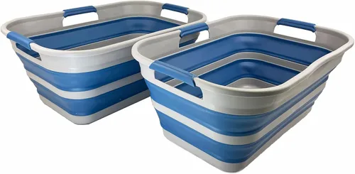 SAMMART Cesta plegable de plástico de 21 litros (5.5 galones), contenedor de almacenamiento plegable y organizador, tina de lavado portátil, cesta