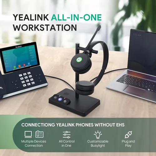 Miniatura 2 de Yealink WH62 DECT Mono Teams Auriculares Inalámbricos, Auriculares de Trabajo con Rango de 525 pies con Micrófono de Cancelación de Ruido 2X
