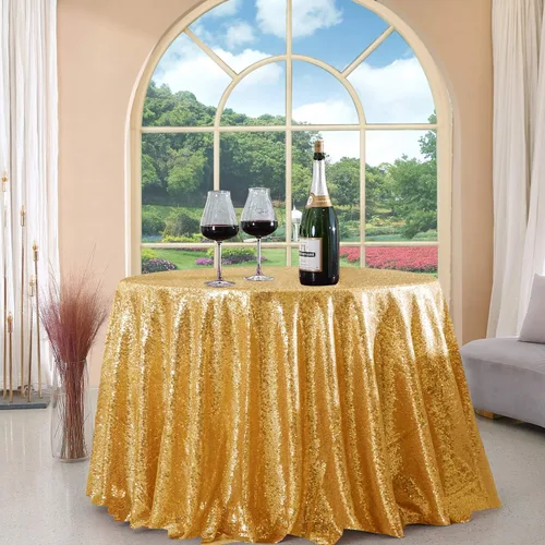 Miniatura 95 de Manteles redondos de lentejuelas negros para fiestas, de 121,9 cm, mantel redondo de purpurina ajustado, pequeño, lindo y dulce, para boda