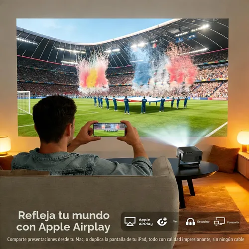Miniatura 8 de [Aplicaciones integradas y actualización 2026] Mini proyector con Wifi y Bluetooth portátil, soporte nativo 1080P 4K proyector de película Keystone