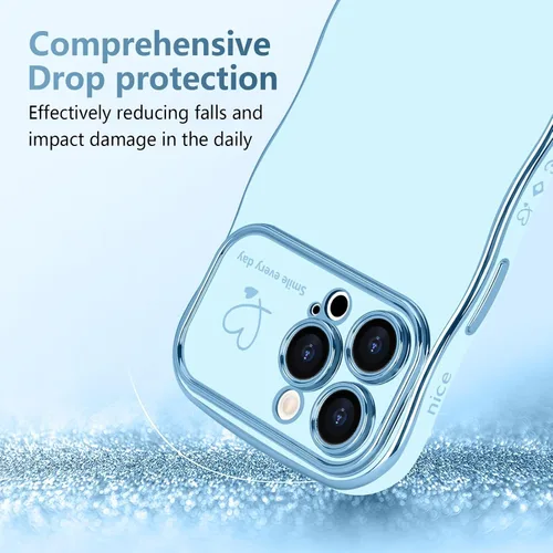 Miniatura 3 de LCHULLE Funda para iPhone 12 Pro para mujeres y niñas, lindo marco ondulado con forma rizada con patrón de corazón de amor, cubierta de protección
