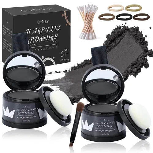 Miniatura 18 de Paquete de 2 polvos de línea capilar para mujeres y hombres, se utiliza para retoques de raíces, color de cabello, adelgazamiento y cobertura