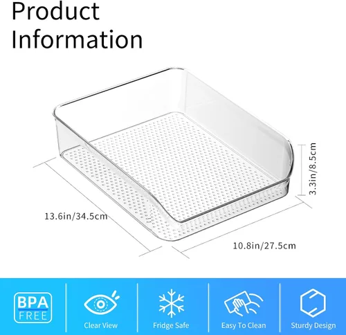 Miniatura 2 de Ettori Organizador de botellas de agua, paquete de 2 cubos organizadores de refrigerador y contenedores de almacenamiento transparentes