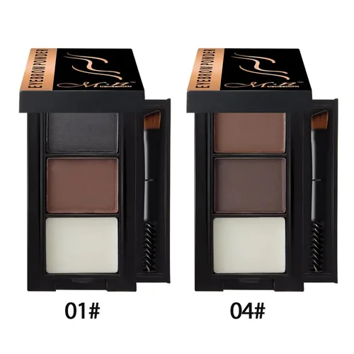 Miniatura 6 de MENOW - Polvo de cejas con cera y cepillo, kits profesionales de cejas para mujeres, polvo de cejas multicolor impermeable de larga duración, paleta