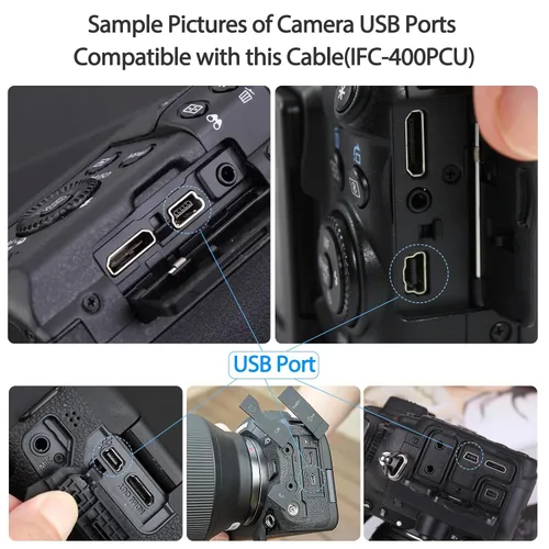 Miniatura 3 de SCOVEE Cable USB para cámaras digitales Canon Rebel/PowerShot/EOS/DSLR/ELPH, cable de datos de transferencia para videocámara Canon Rebel, cargador