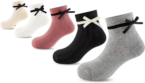 Miniatura 6 de Gwenvenni Calcetines de algodón para niñas y niños pequeños, calcetines de tobillo de corte bajo