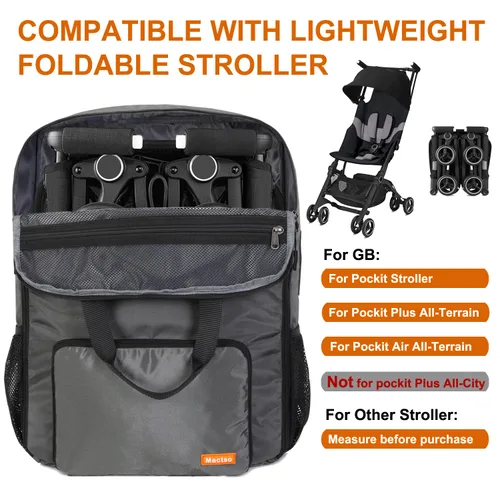 Miniatura 2 de Mactso Bolsa de viaje para cochecito compatible con GB Pockit y GB Pockit Air Plus todo terreno, mochila de viaje ligera para cochecito para avión