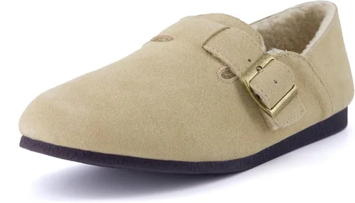 CUSHIONAIRE Nest - Zapatos de piel de oveja sintética para mujer, gamuza auténtica, sin cordones, con más comodidad