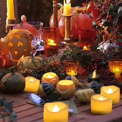 Miniatura 5 de Velas LED sin llama parpadeantes que funcionan con pilas, velas votivas para mesa del hogar, Halloween, Navidad, boda, fiesta, decoración, luces