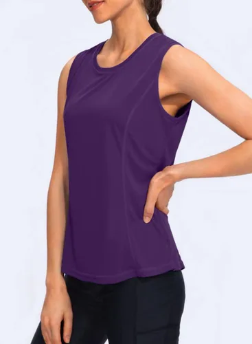 Miniatura 3 de YYV Camisetas de tirantes de entrenamiento para mujeres, ligeras, camisetas sin mangas para mujeres, tops de corte holgado para atletismo, correr