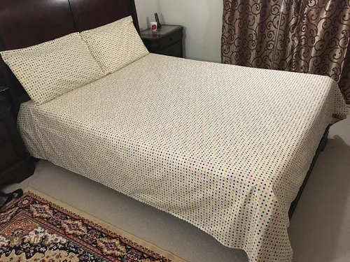 Miniatura 7 de El juego de 4 sábanas de 500 hilos con estampado floral azul de polialgodón de lujo incluye: 1 plano, 1 sábana bajera y 2 fundas de almohada, juego
