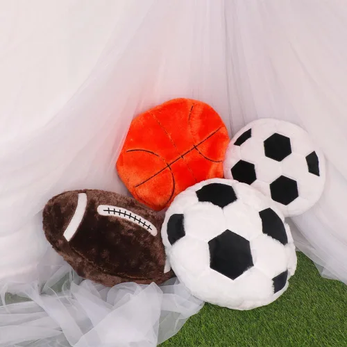 Miniatura 5 de haozaikeji Plush Soccer Ball Pillow Soft Sports Ball Throw Pillow Stuffed Basketball Pillows Football Pillows Decorative Couch Cushion for Bed Brown
