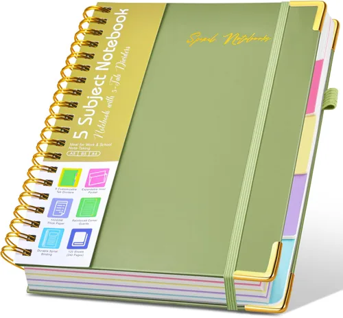 Miniatura 25 de Cuadernos en espiral de 8.5 x 11 pulgadas para trabajar con pestañas divisorias extraíbles, 300 páginas, cuaderno de 5 materias con rayas