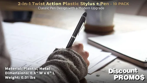 Miniatura 4 de DISCOUNT PROMOS Twist Action - Juego de 10 bolígrafos de plástico para el trabajo, bolígrafos geniales para escribir, tinta negra, color negro