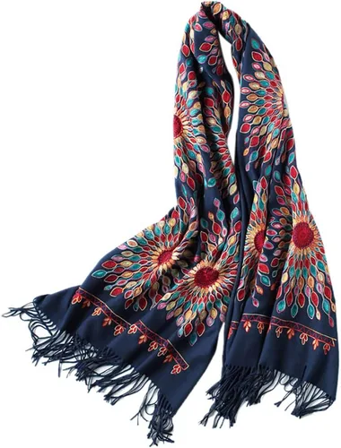 Miniatura 19 de Urban CoCo Chal Bordado con Borlas de Tamaño Grande para Mujer, Bufanda de Mujer