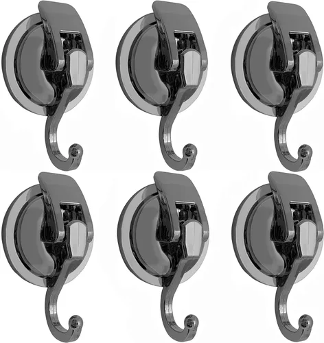 Miniatura 18 de Ganchos con ventosa, vidrio resistente, reutilizable, sin perforaciones, para bata de baño y guirnalda (plata, paquete de 4)