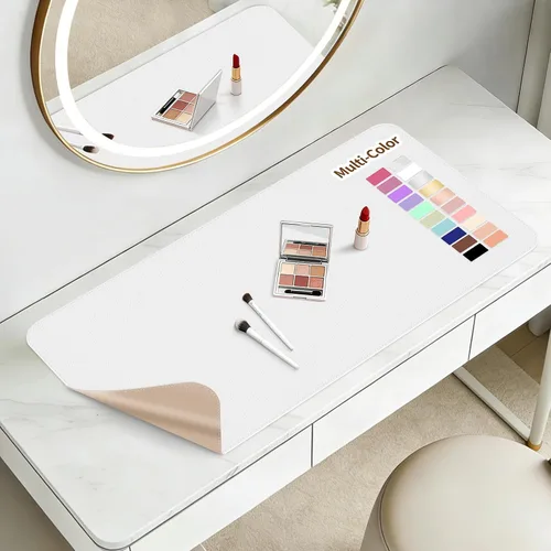 Miniatura 19 de Alfombrilla de maquillaje para tocador para proteger la parte superior del escritorio de 23.6 x 11.8 pulgadas, tapete de maquillaje de doble cara