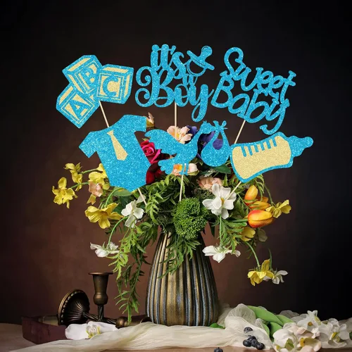 Miniatura 4 de Gyufise 12 piezas varillas para centro de mesa de baby shower con purpurina, atadura de un solo uso, corazón de amor, oh bebé, revelación de género