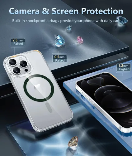 Miniatura 695 de FNTCASE Funda para iPhone 13 Pro-Max: Fundas magnéticas transparentes compatibles con Magsafe Slim anti amarillamiento protección contra caídas
