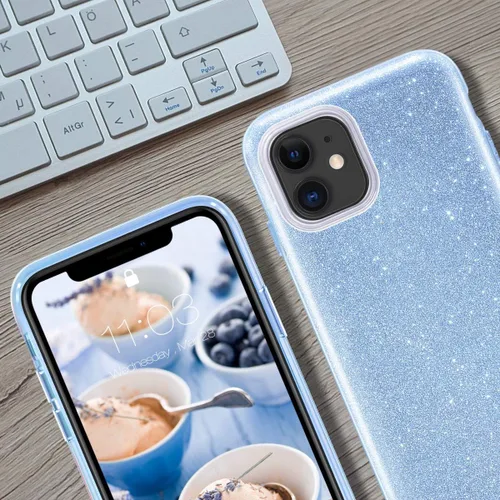 Miniatura 5 de MATEPROX - Carcasa para iPhone 11 y 2019, de 6.1" diseño de brillantes para niñas y mujeres, Azul