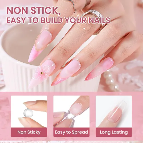 Miniatura 6 de Gel Constructor Sólido para Uñas Blanco Desnudo Claro Escultura 3D Arte de Uñas Gel Duro con Polvo Cromado para Tallar Patrones Decoración Manicura
