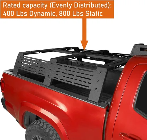 Miniatura 4 de Hooke Road - Barra de cama alta de 12.2" para camionetas de tamaño completo con rieles de cama - Compatible con Toyota Tundra 07-23 y Toyota Tacoma