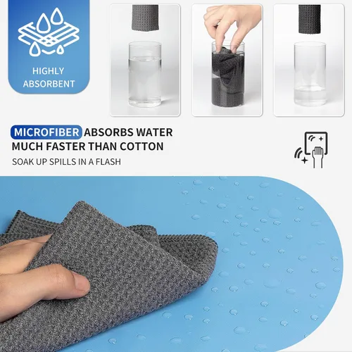 Miniatura 4 de MR.SIGA Paños de limpieza con patrón de gofres, paños de limpieza de microfibra absorbentes reutilizables, toallas de cocina de microfibra sin Gris