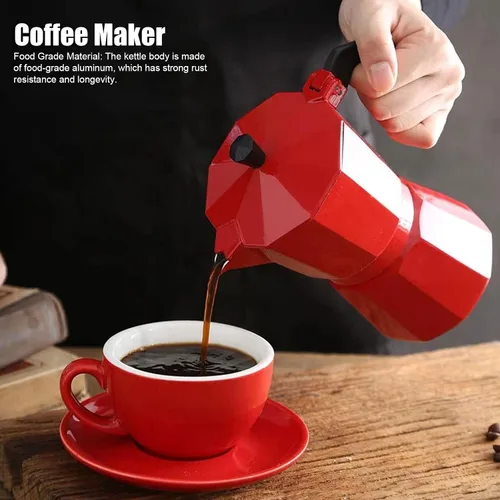 Miniatura 3 de Cafetera para estufa, 5.1 fl oz, 3 tazas de aluminio estilo italiano clásico, válvula de alivio de seguridad integrada con mango ergonómico