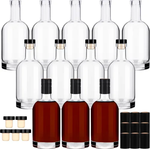 Miniatura 7 de Botella de Vino 3PCS 750 ML Botellas de Vidrio con Tapas 25 oz Botellas de Vidrio Transparente con Corcho Botella de Vino Vacía con Tapón