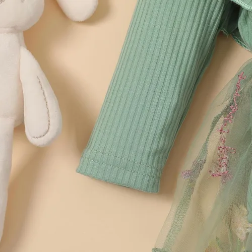 Miniatura 6 de Sasaerucure Traje de manga larga para bebé niña de otoño e invierno, mameluco de encaje con tutú de una pieza, mameluco de punto