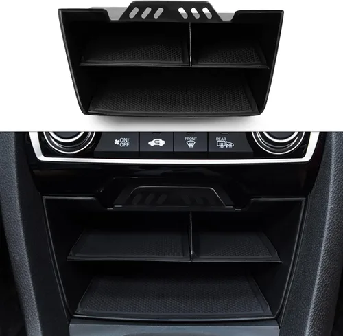 Miniatura 10 de Caja de almacenamiento de consola central para 10ª Honda Civic 2021 2020 2019 2018 2017 2016 bandeja organizadora con doble interfaz USB lámpara LED