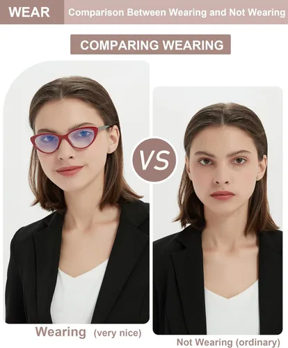 Miniatura 7 de EYEURL Paquete de 4 lentes de lectura de ojo de gato para mujer, lectores con bloqueo de luz azul con bisagras de resorte, anteojos de lectura 4