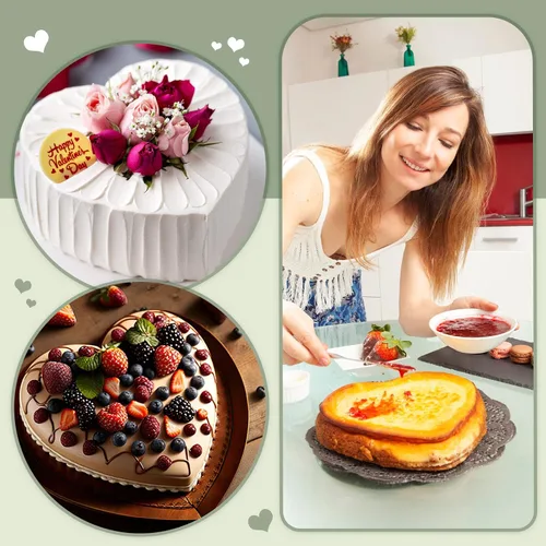 Miniatura 2 de Didaey 6 moldes en forma de corazón a granel de 8 pulgadas de aluminio para tartas de corazón, moldes de corazón para hornear, moldes para pasteles