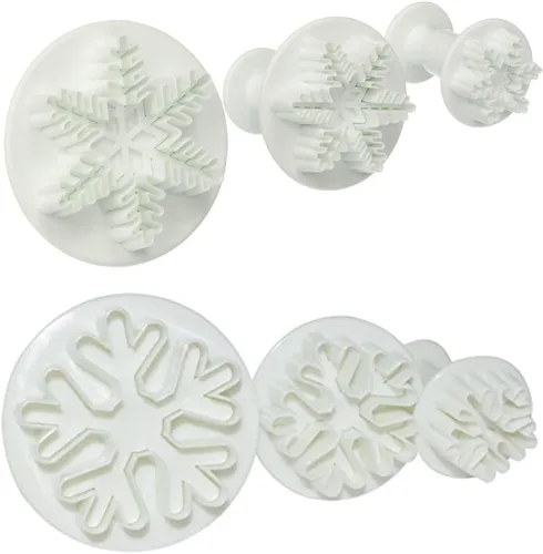 Cortador de galletas de copo de nieve, 6 piezas de cortadores de fondant de copo de nieve, molde de decoración para decoración de moldes, cortador