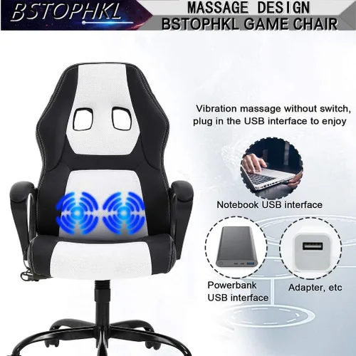 Miniatura 6 de Silla para videojuegos, silla de oficina de masaje, sillas ergonómicas de videojuegos, silla de computadora reclinable ajustable con soporte lumbar