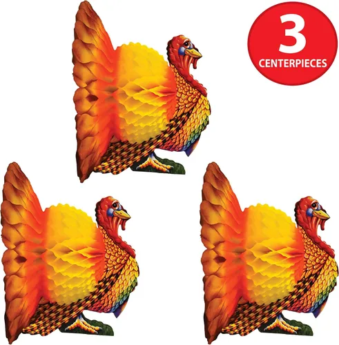 Miniatura 5 de Beistle Centro de mesa de pavo de tejido de 12 pulgadas; 3/Pack99066
