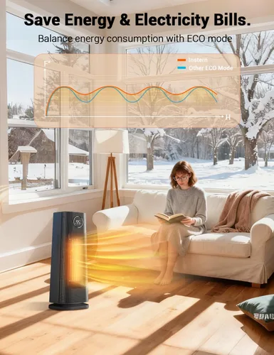 Miniatura 7 de Calentador de espacio para uso en interiores, calentador de cerámica de calentamiento rápido de 1500 W con termostato, calentador de escritorio