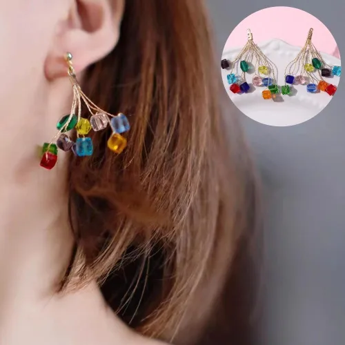 Miniatura 5 de 100 piezas 6 mm cuadrados Cuentas de cristal de colores AB mixtos para hacer joyas Mezcla de colores AB
