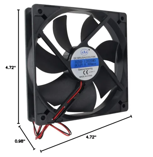 Miniatura 6 de Othmro Radiadores de refrigeración sin escobillas ventilador negro 12V 3.6W 0.3A 4.724 in X 4.724 in X 0.984 in 12025MS 1PCS