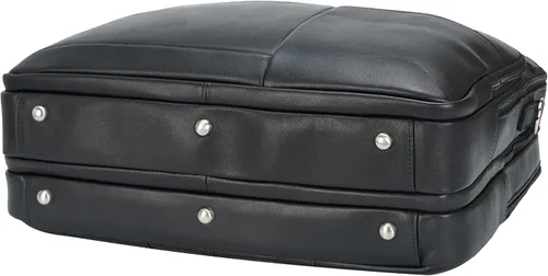 Miniatura 6 de Maletín grande de cuero de negocios para hombres 18 pulgadas de cuero de napa, maletín mensajero para portátil de 17.3 pulgadas (negro)