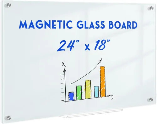 Miniatura 9 de Pizarra blanca magnética de vidrio para pared, pizarra de borrado en seco de vidrio de 16 x 12 pulgadas, pizarra blanca grande sin marco