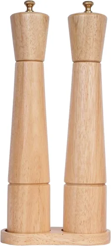 Miniatura 10 de Molinillo de pimienta, molinillo de pimienta con molinillo ajustable de acero inoxidable, madera de goma de 12.6 in de altura, diámetro inferior