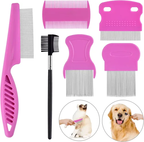 Miniatura 11 de Peine para pulgas para gatos y perros, paquete de 6 peines para piojos de mascotas, juego de mascotas para mascotas pequeñas, medianas y grandes